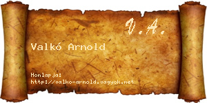 Valkó Arnold névjegykártya