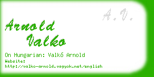 arnold valko business card